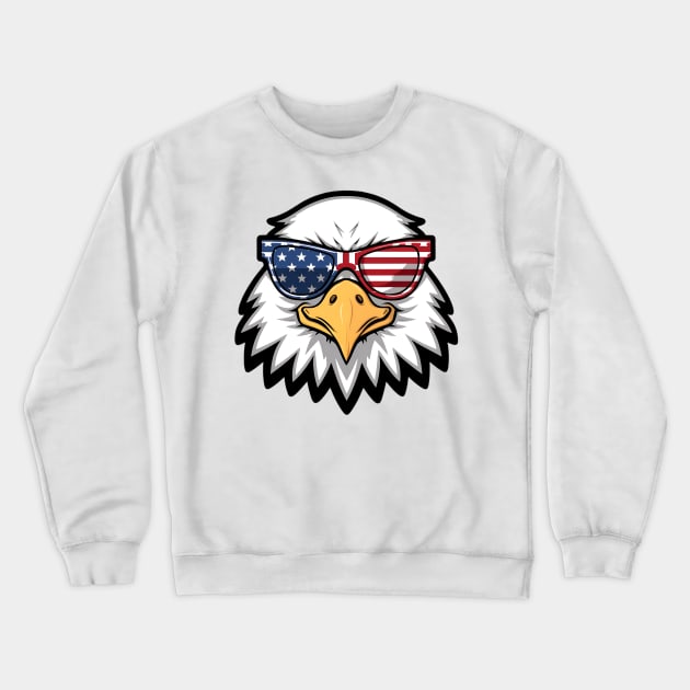 Eagle head with American flag sunglasses Crewneck Sweatshirt by Assia Art